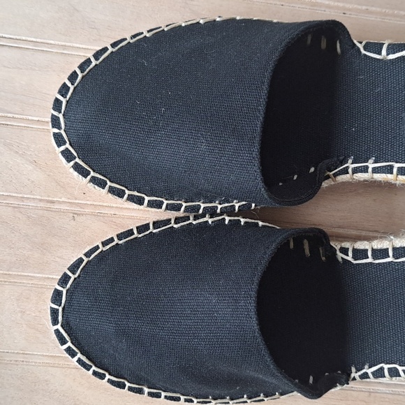 H&M Espadrilles Giselle Two Tone Canvas Slingback Closed Toe Heel Wedges Sandals - Picture 3 of 8